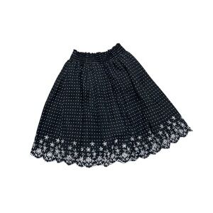 Vintage 1990s Women's Junior Black Polka Dot Skirt XL Extra Large Scallop Floral